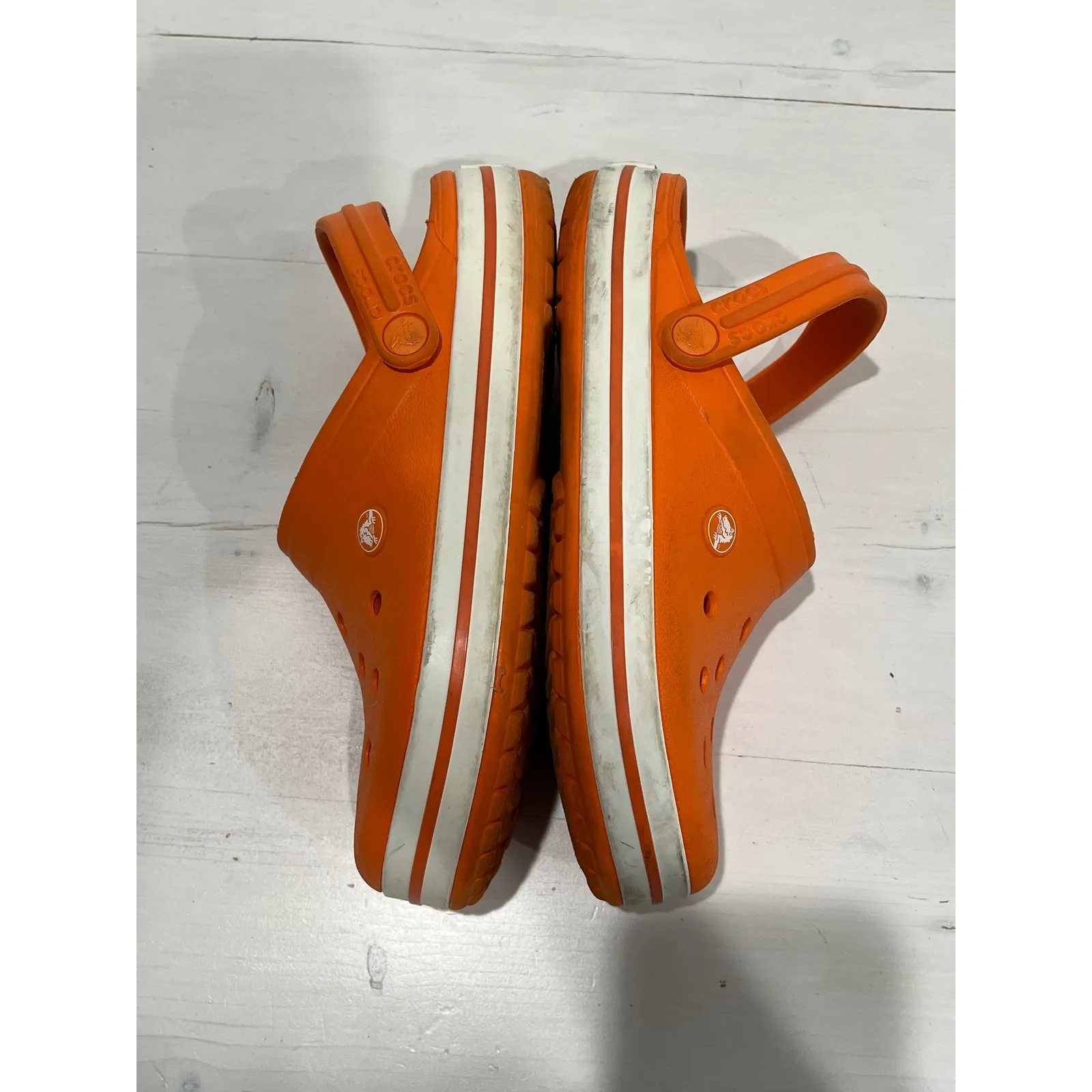 Crocs Classic Clog Bright Orange White Stripe Size 6 M 8 W - Image 6