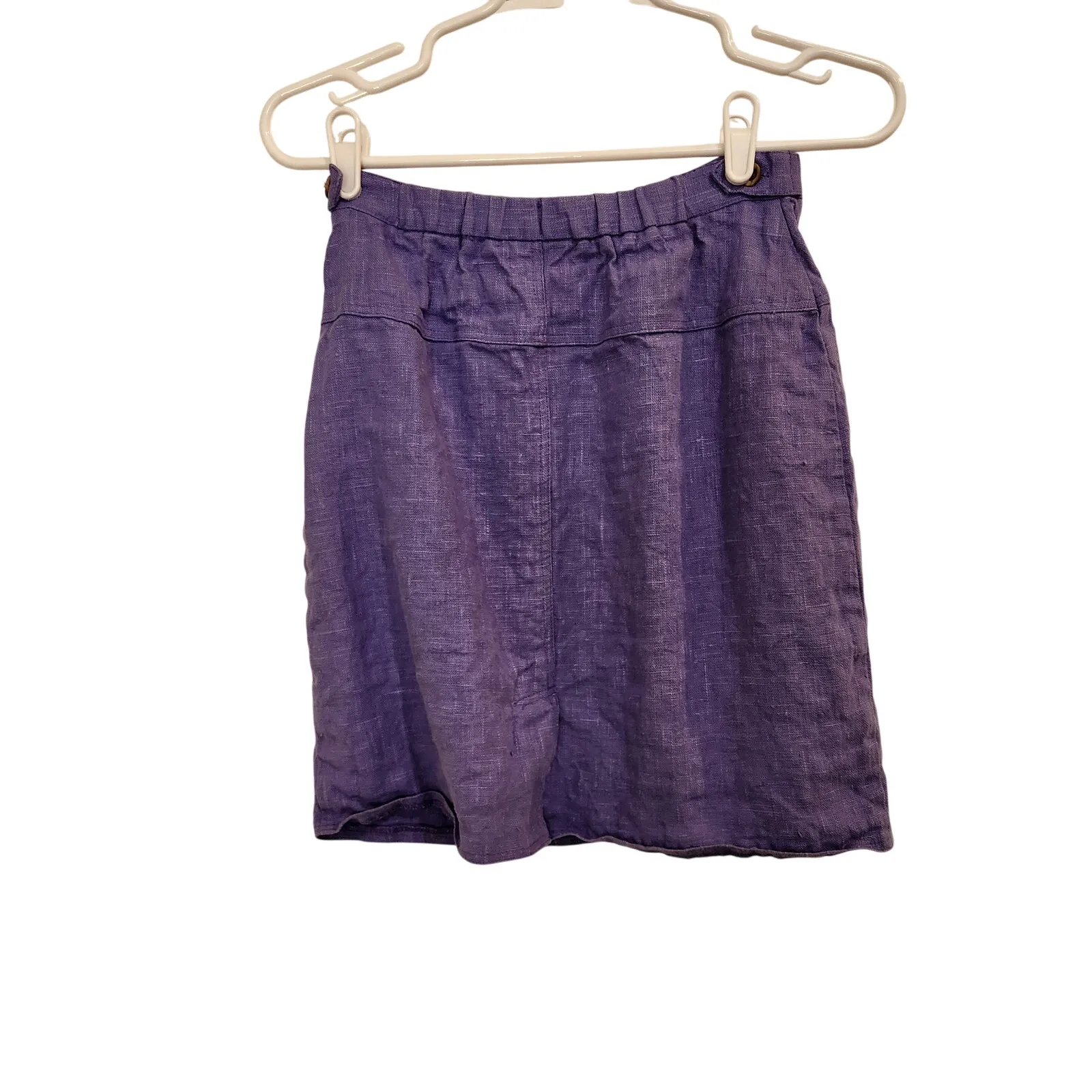 Vintage Harve Benard by Benard Holtzman Purple Linen A-Line Mini Skirt Size 4P - Image 2