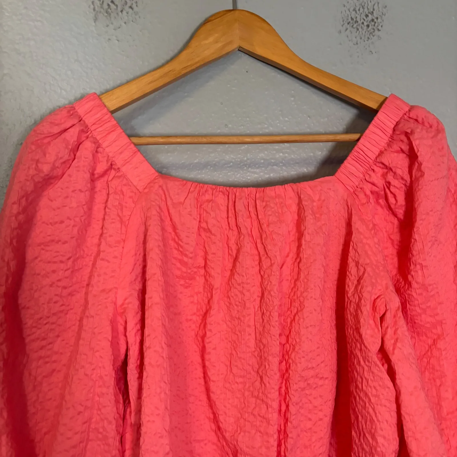 AYR Women's The Midsummer Japanese Crinkle Cotton‎ Puff Sleeve Blouse Pink Small - Image 8