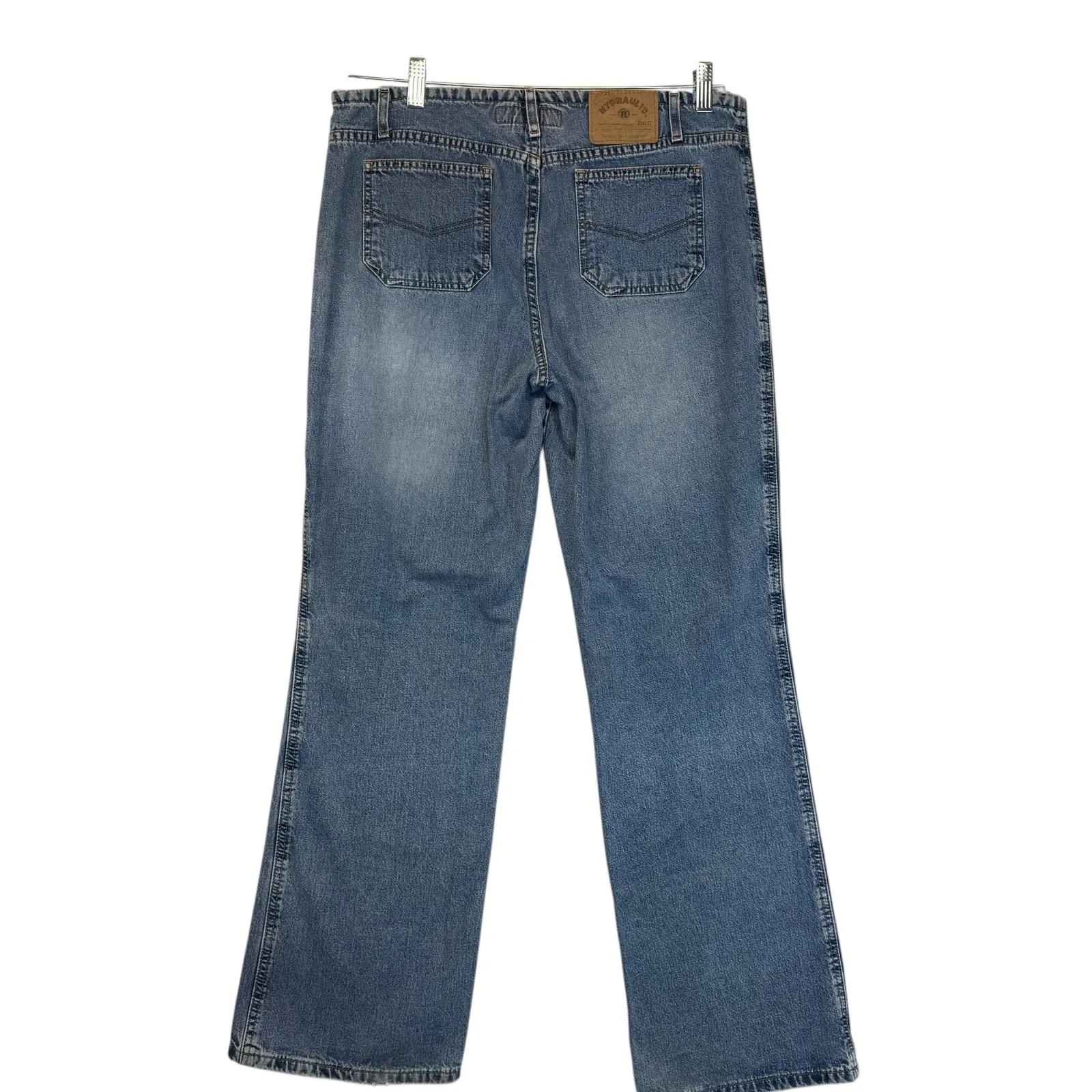 Vintage 90s Y2K Jeans Blue Denim Button Fly Flare Leg Throwback 13/14 - Image 5