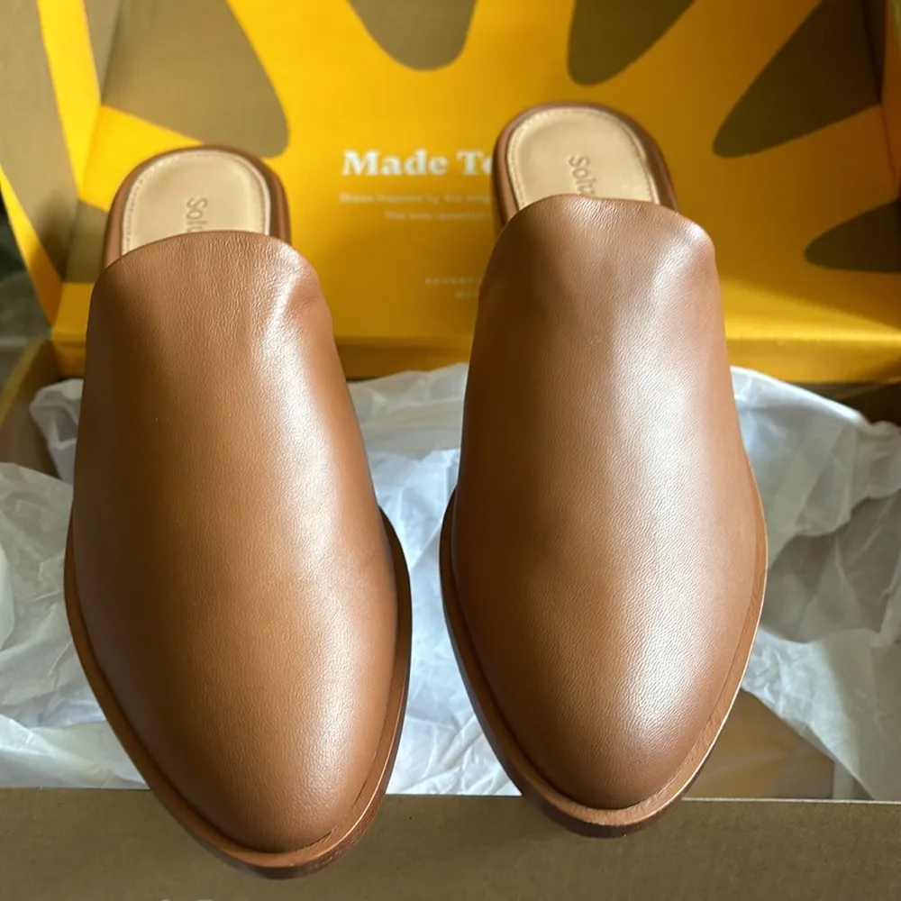 New women’s Soludos Sz 6 brown leather transitional casual Venetian mules shoes - Image 15