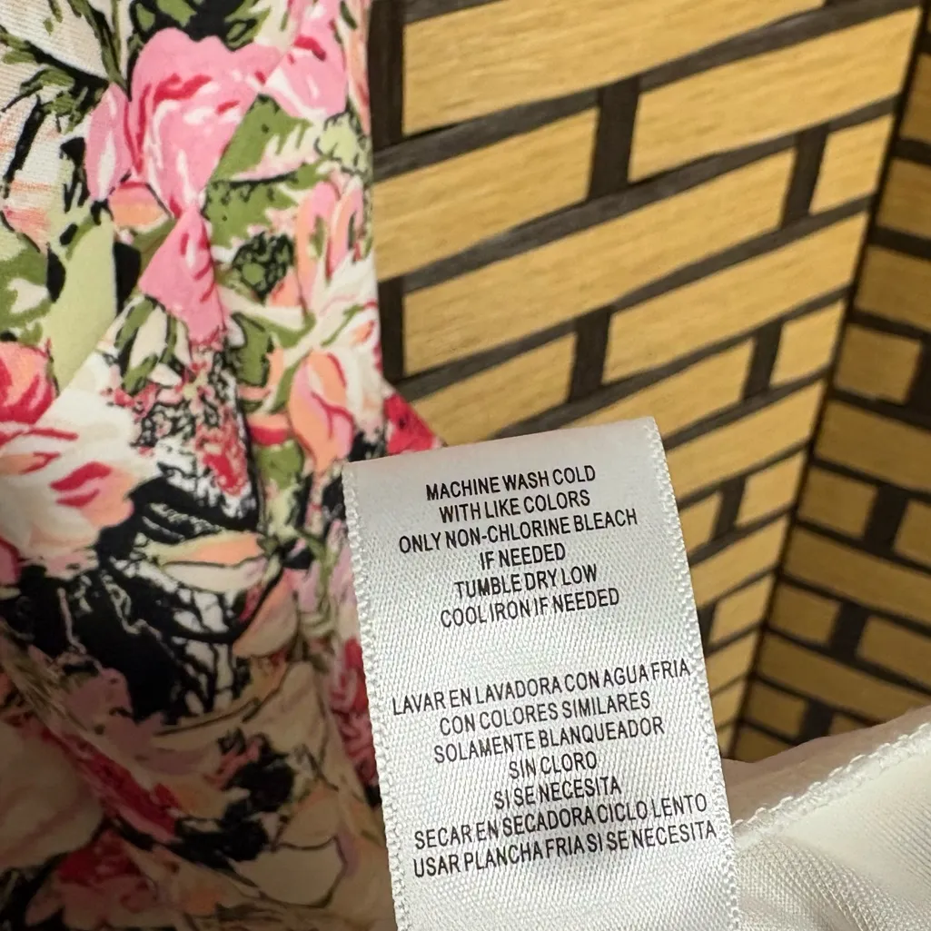 Gabby Skye Pink And White Floral Scuba Knit‎ Cutout Shoulder Dress Size 6 - Image 9