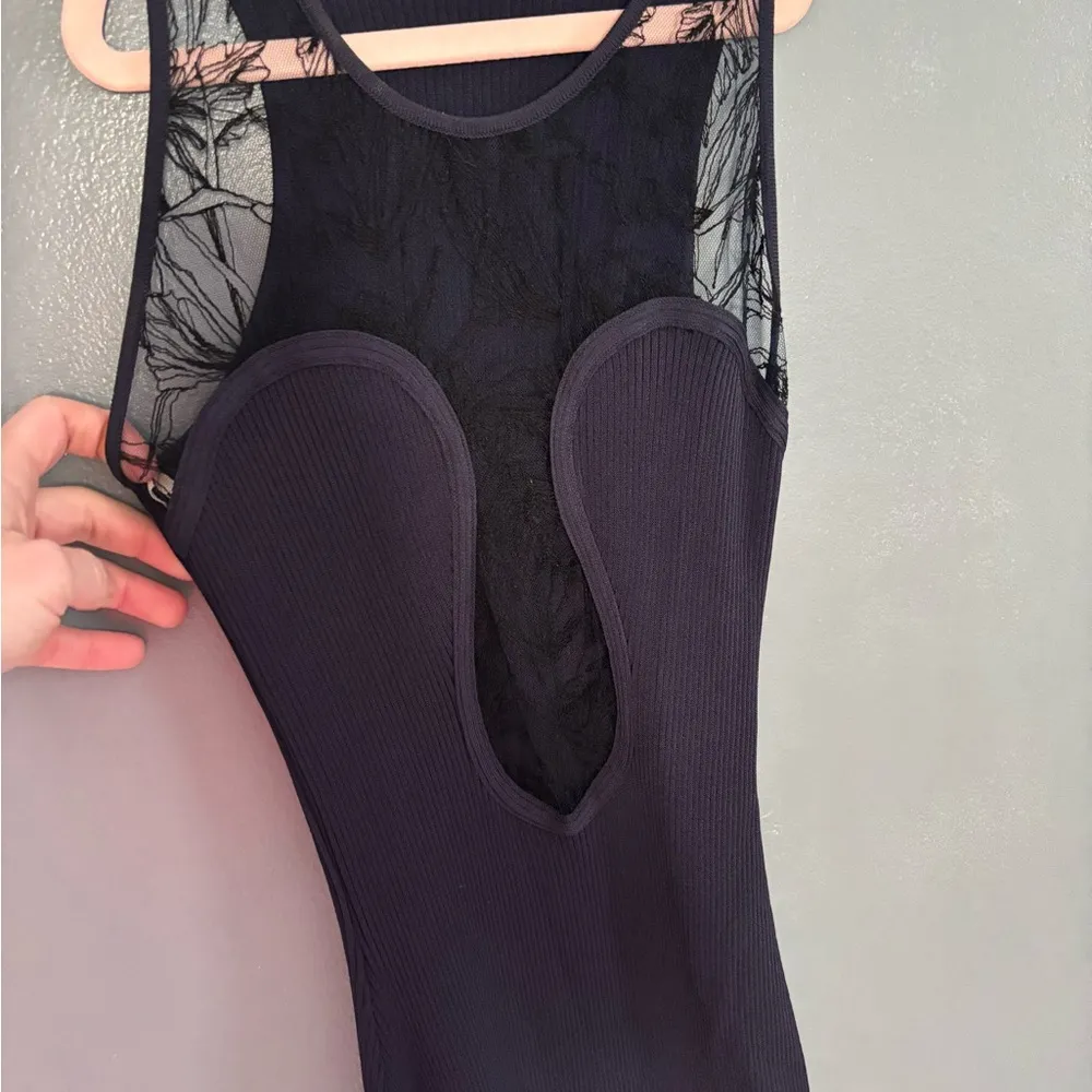 Roberto Cavalli Navy Blue Stretch Lace Mini Dress - Image 5