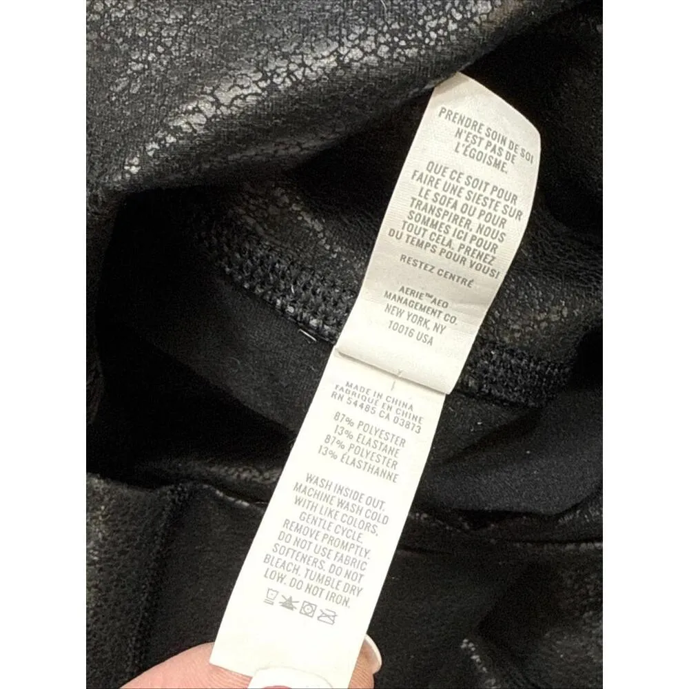 Offline Aerie High Rise Faux Leather Legging Black Preppy Career City Sleek Lg - Image 8