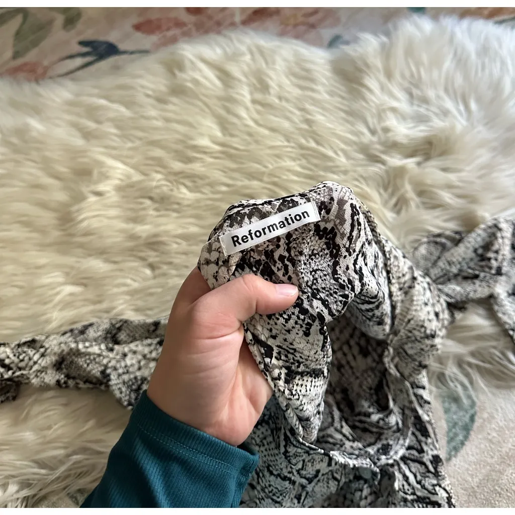 REFORMATION Jenna Snake Print Button Down Blouse - Image 6