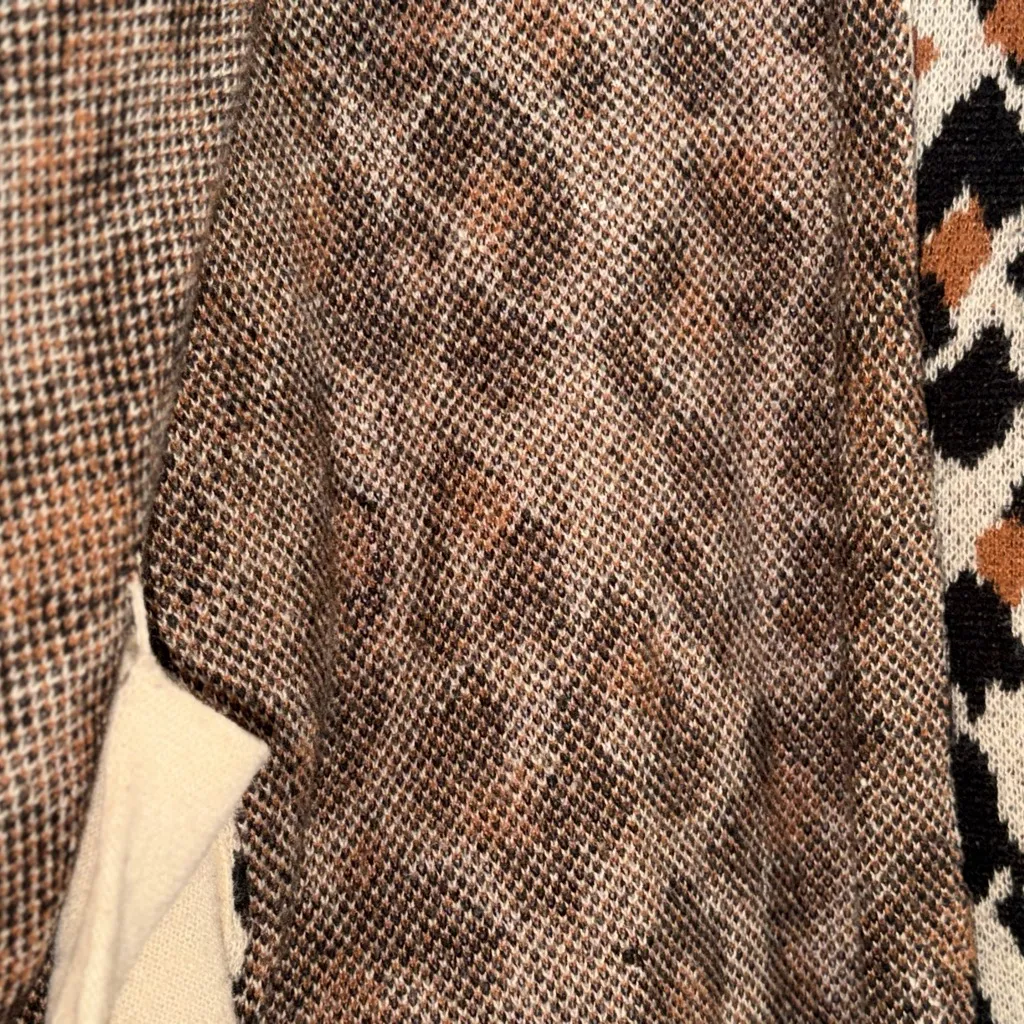 Knox Rose Animal Print Knit Open Front Cardigan Size Large 36 inches long PTP 22 - Image 5