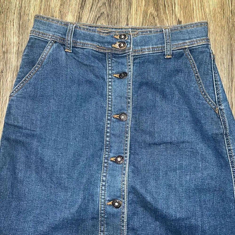 Sneak Peek Small Button Down Denim Skirt Blue - Image 2