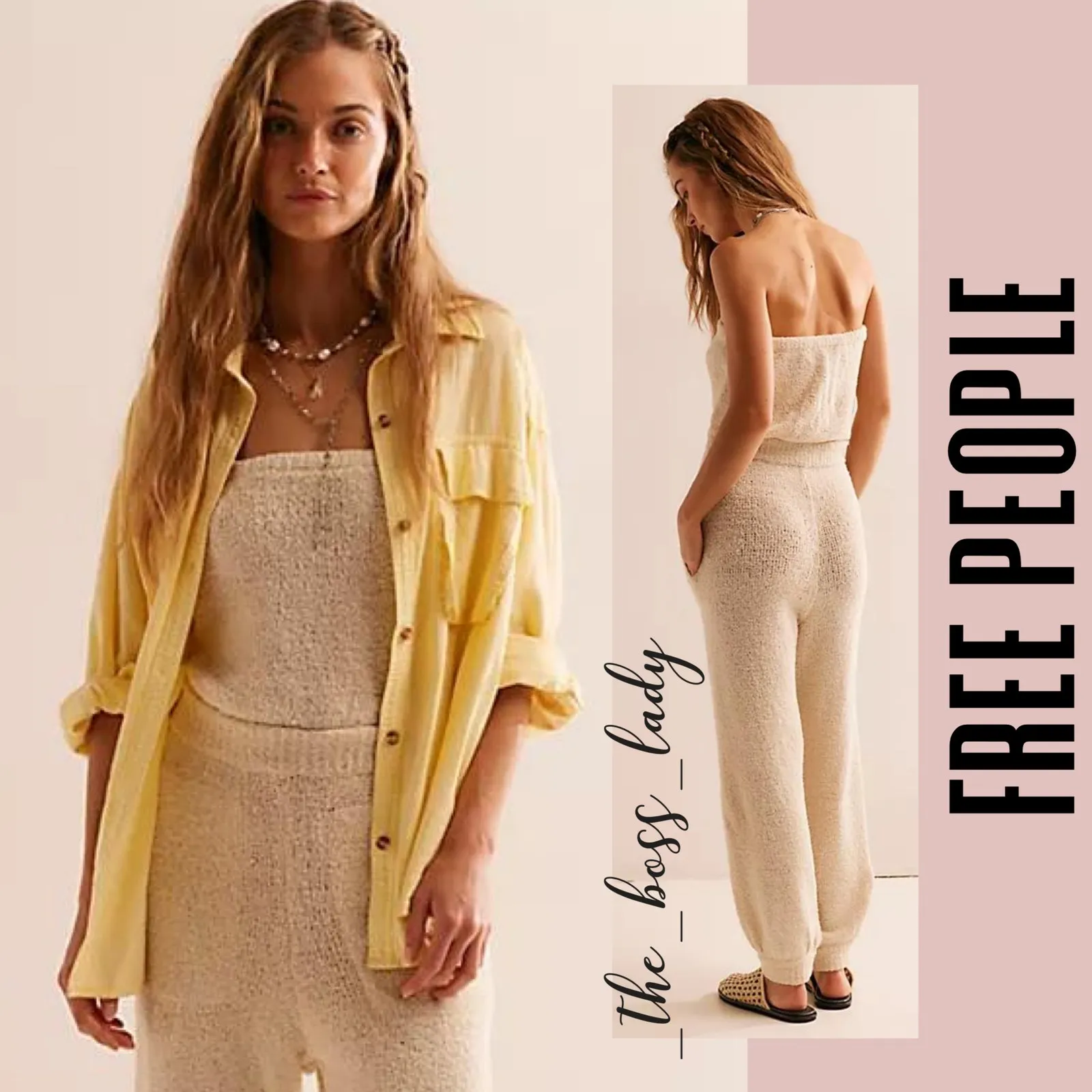 Free People jumpsuit strapless fuzzy terry fleece one piece romper Large onesie - Image 8