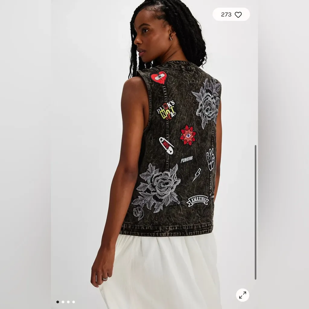 RARE Free People x Tricia Fix Valerie Patch Vest SIZE XL - Image 2