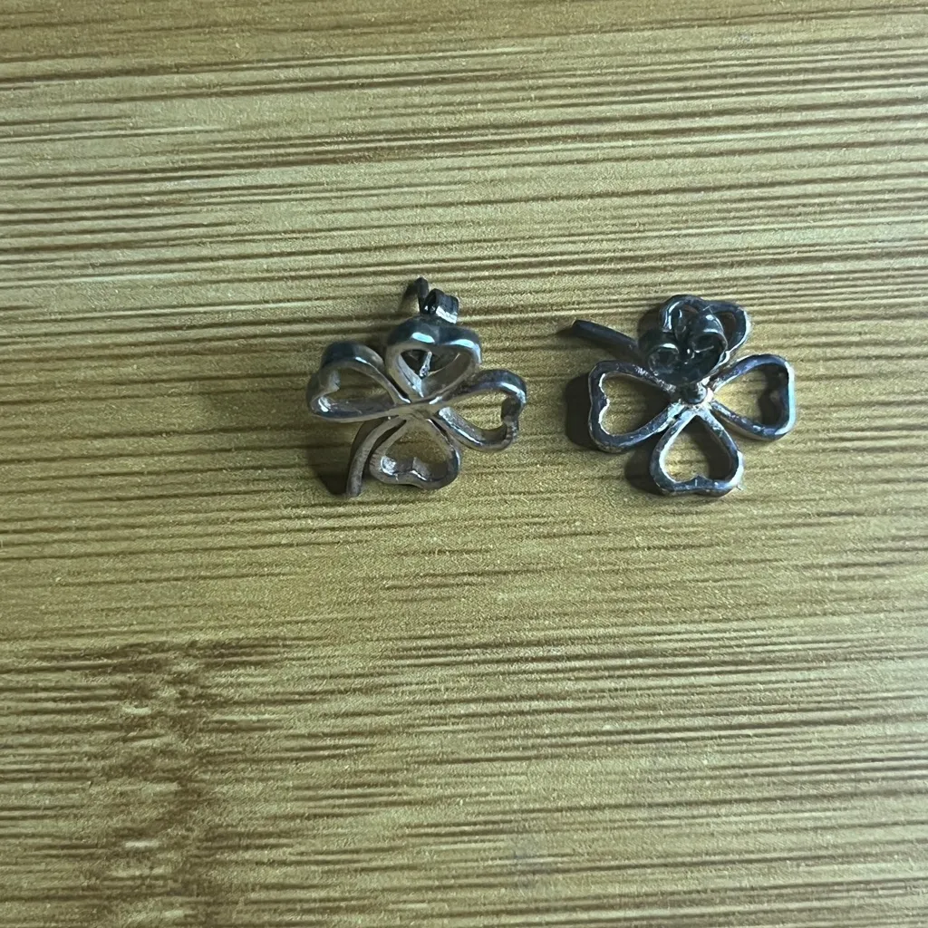 Boutique Sterling Silver Four Leaf Clover Stud Earrings | - Image 5