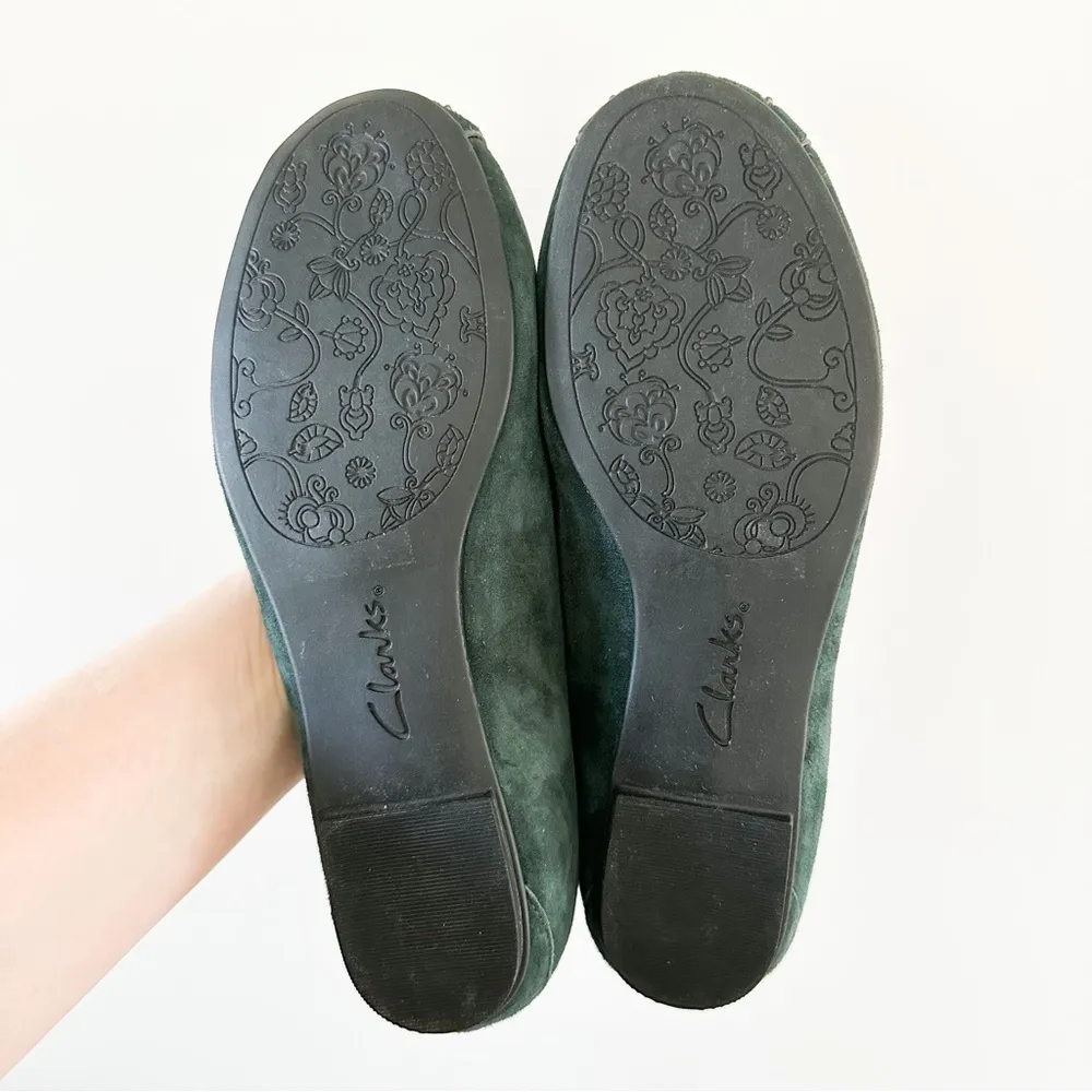 Indigo Dark Green Suede Leather Quilted Slip on Loafer Flats sz 6M - Image 7
