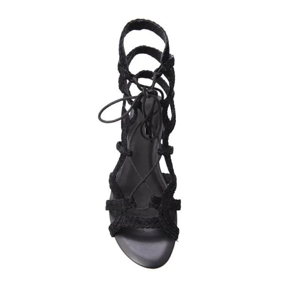 Joie Fynn Lace Up Braided Suede Leather Sandal 40 9 9.5 Black - Image 8