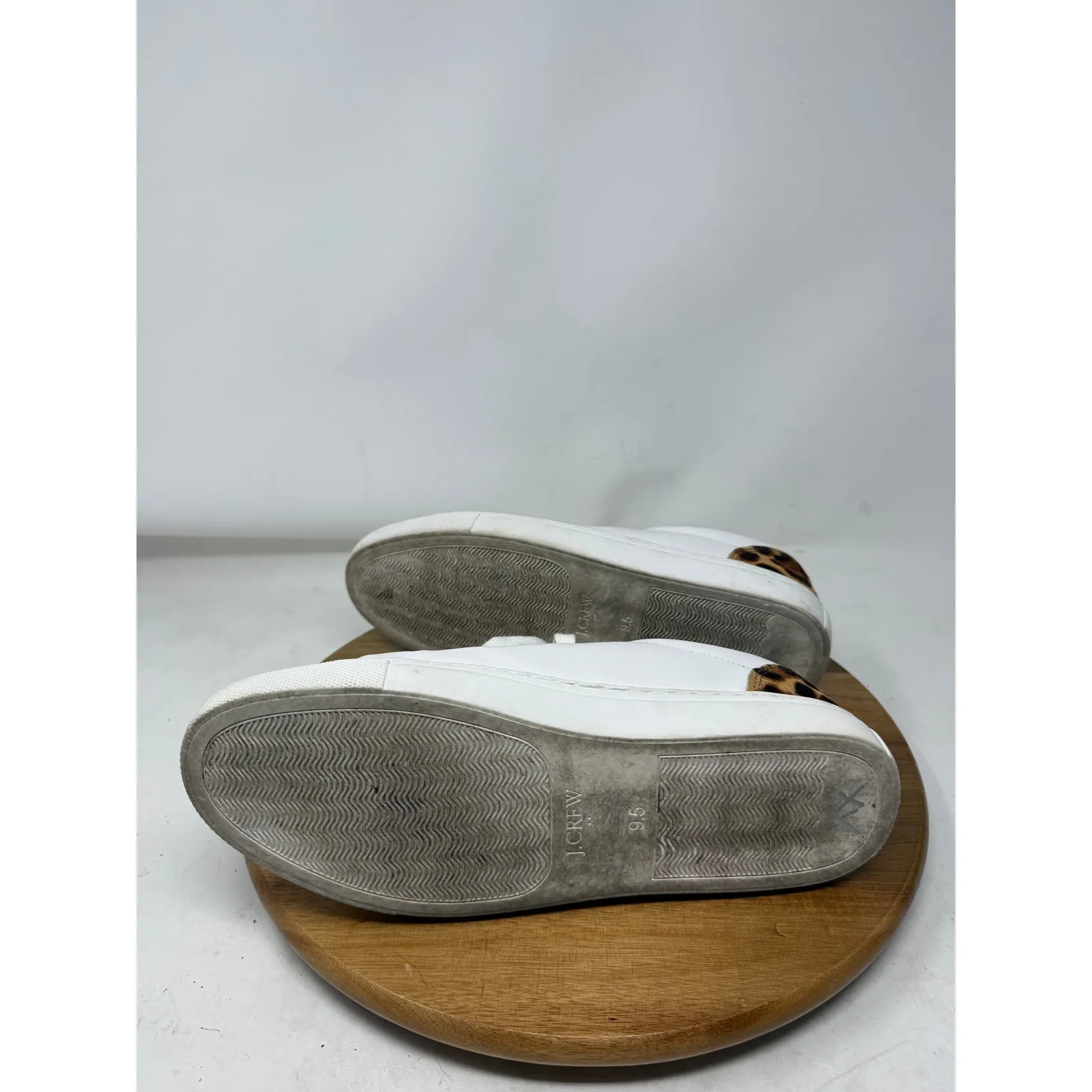 J Crew Sneakers Womens Road Trip Leopard Calf‎ Hair White Brown Size 9.5 - Image 8