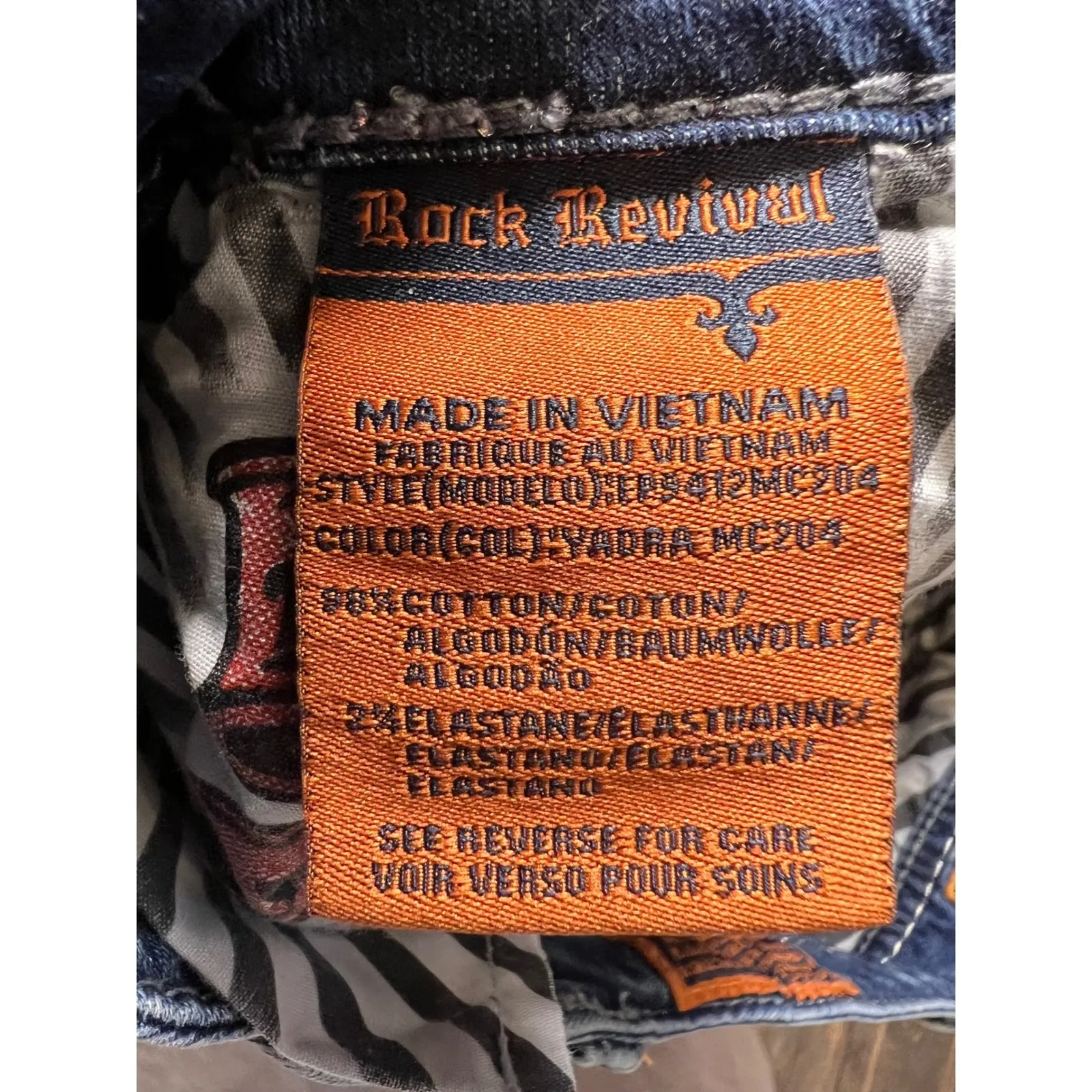 Rock Revival Jeans Mid Rise Crop Distressed Denim Plus Size 32 Bling Embroidery - Image 7