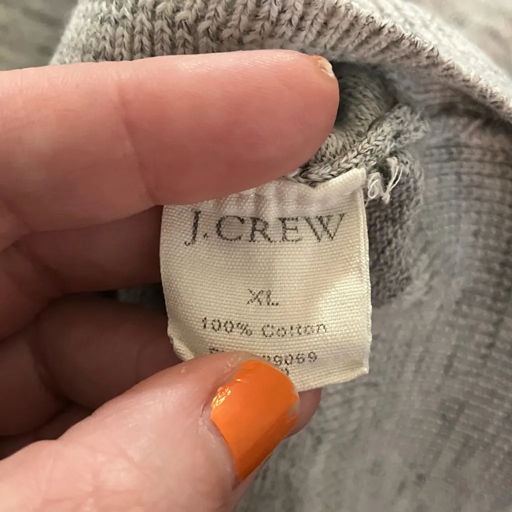 J. Crew 100% Cotton Gray Shawl Collar Pullover Sweater, XL - Image 7