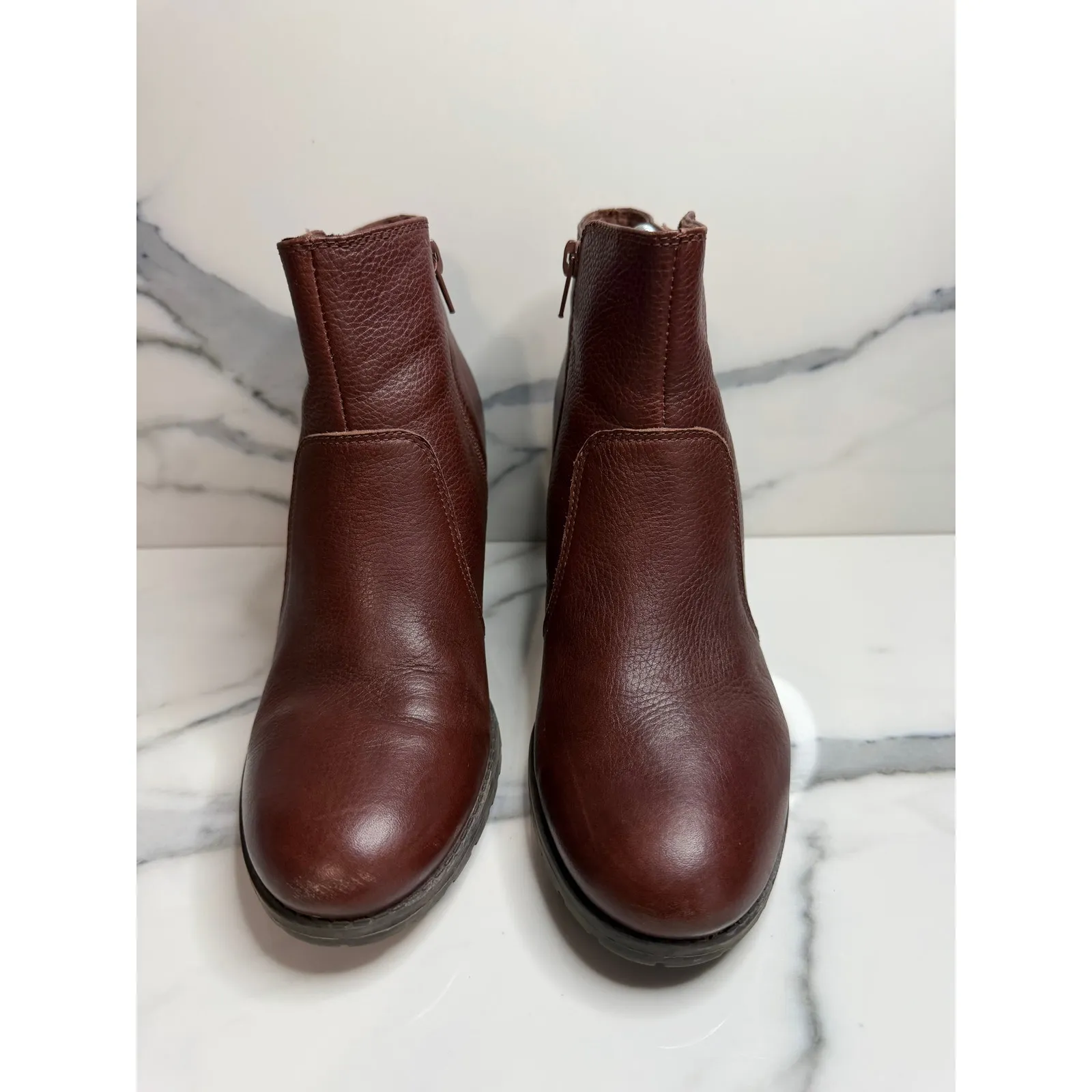 Clarks Women's Brown Leather Verona Gleam Boots Sz 9.5 Comfort Closet Staple Zip - Image 2