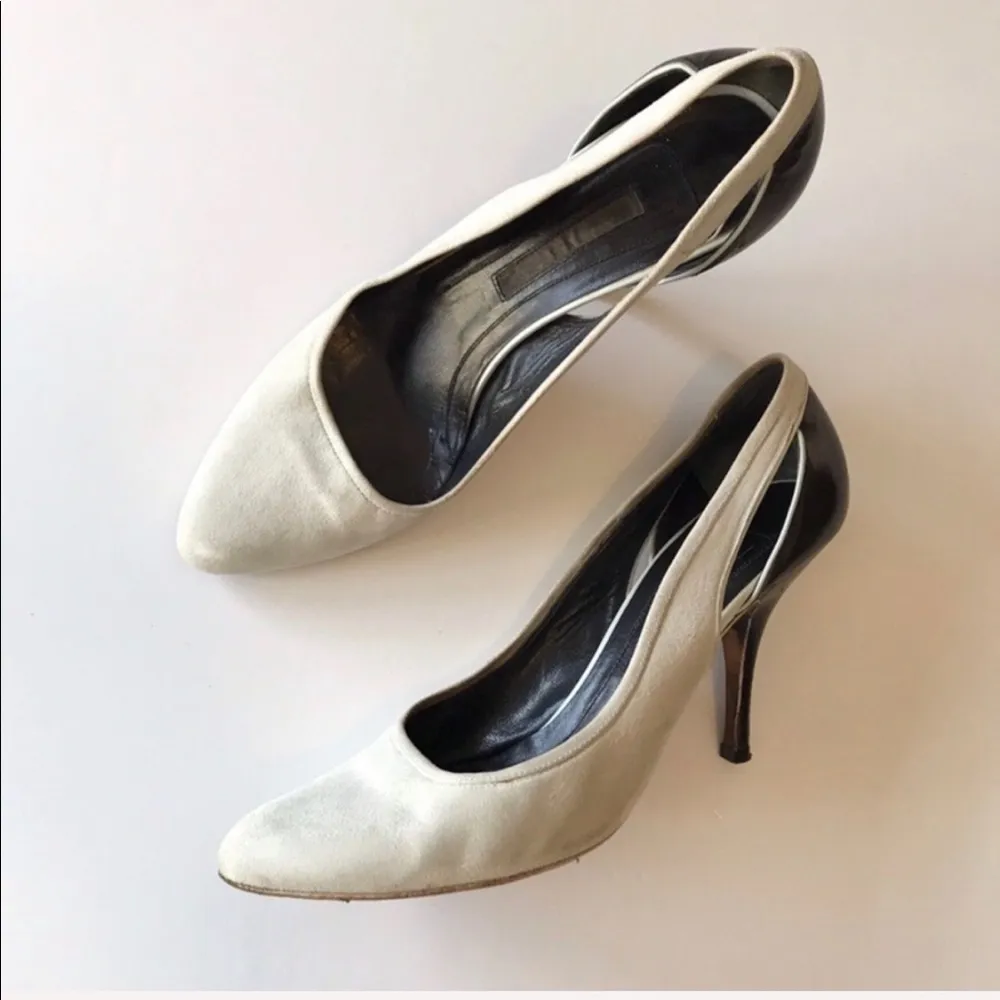 Narciso Rodriguez White And Black Suede Heels Size 40 - Image 7