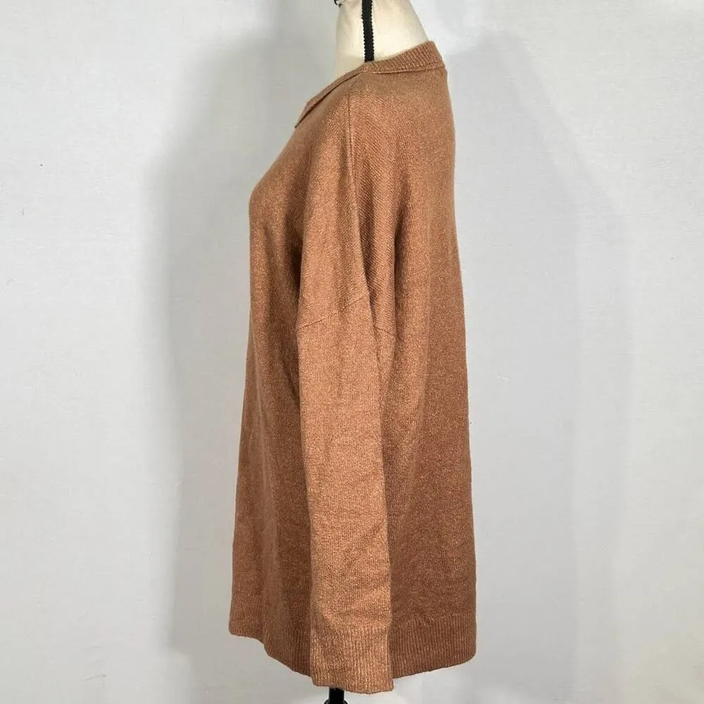 Open Edit Sweater Women's Size Large Brown Asymmetric Side Slit Hem Tunic NWT - Image 4