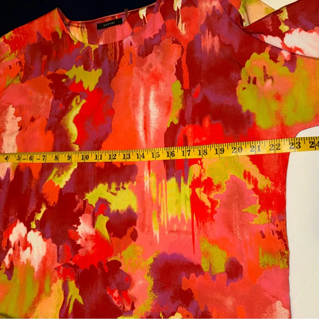 Natori colorful cover‎ up summer blouse floral size S. NEW Orange - Image 8