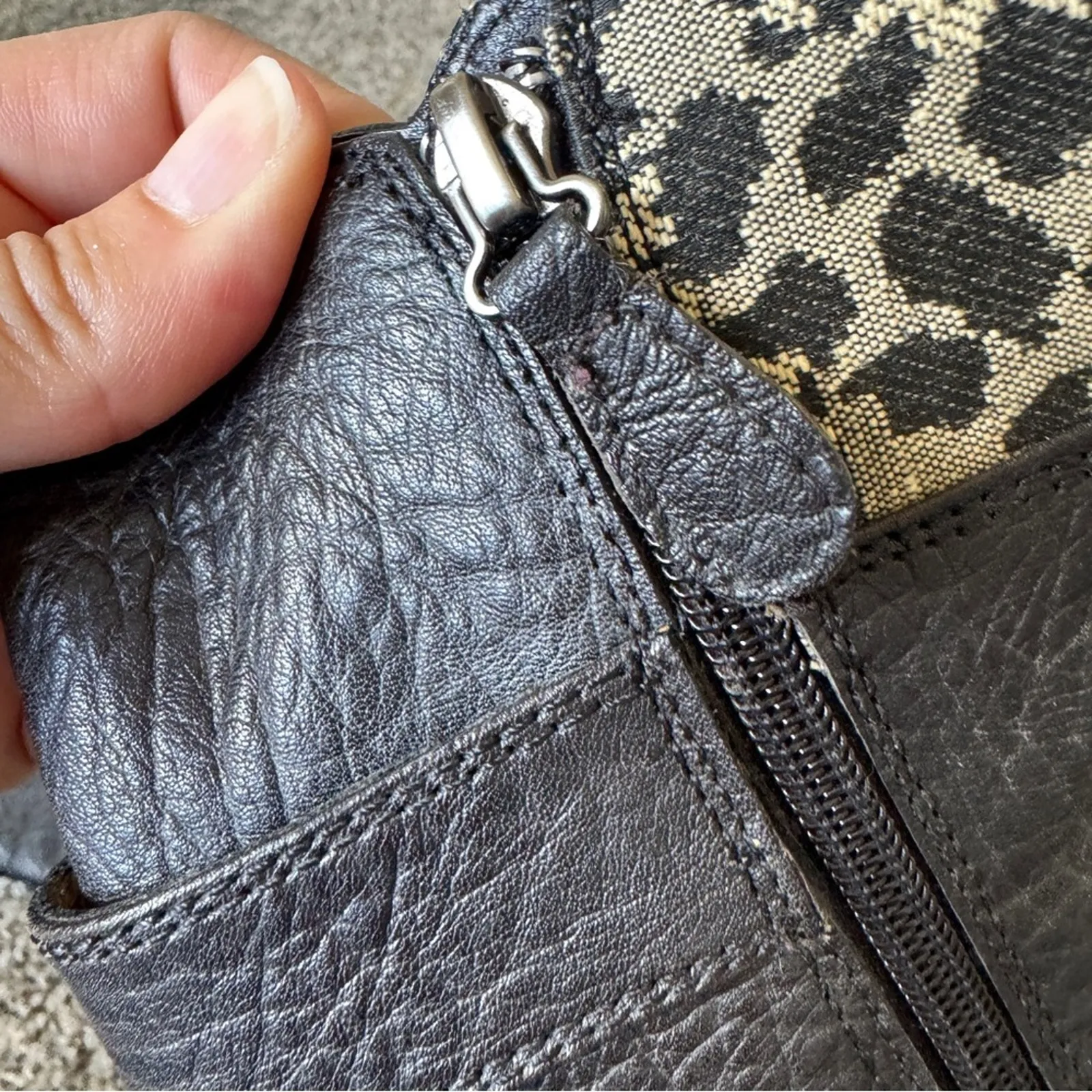 Skap Black Leather Animal Print Ankle Boots Womens 6 Fall Preppy Classic Booties - Image 3