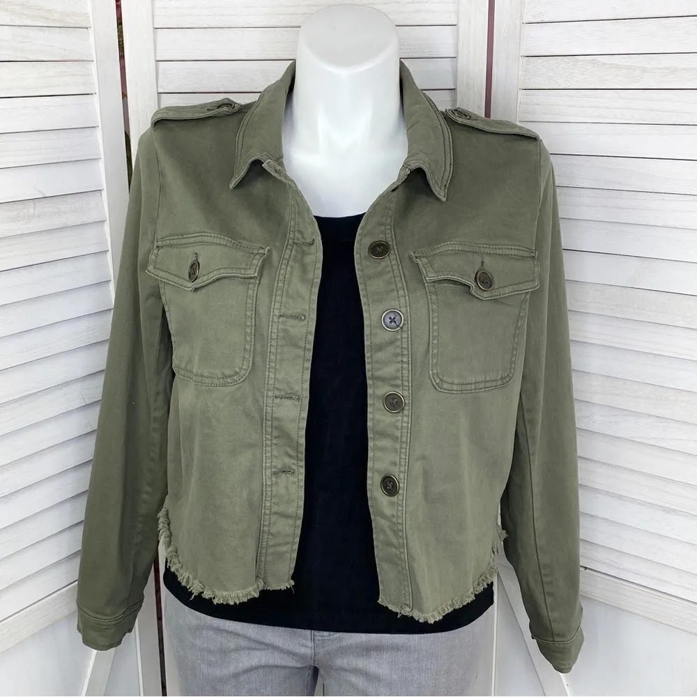 Wonderly Curvy Embroidered Back Twill Army Jacket Green 12W - Image 6