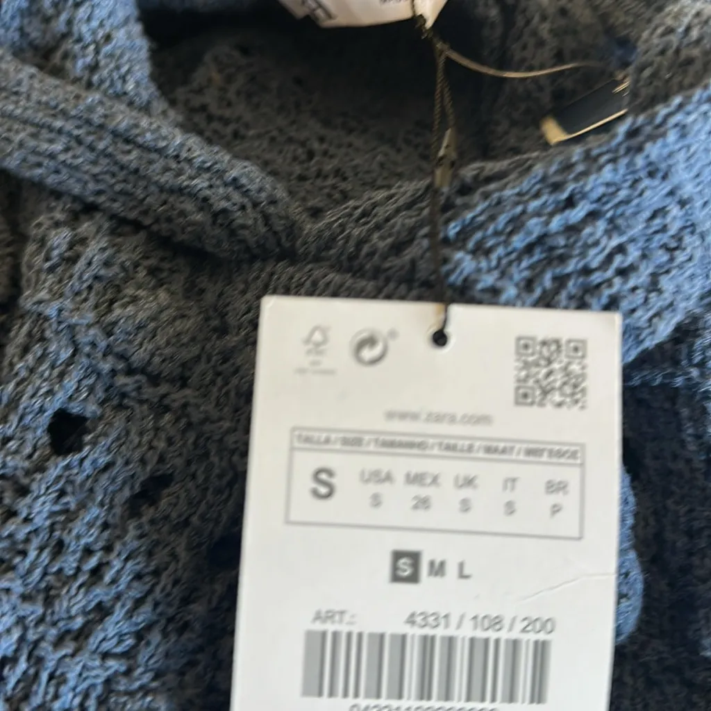 NWT ZARA CROPPED Hooded crochet open Stitch Knit Sweater Small - Image 7