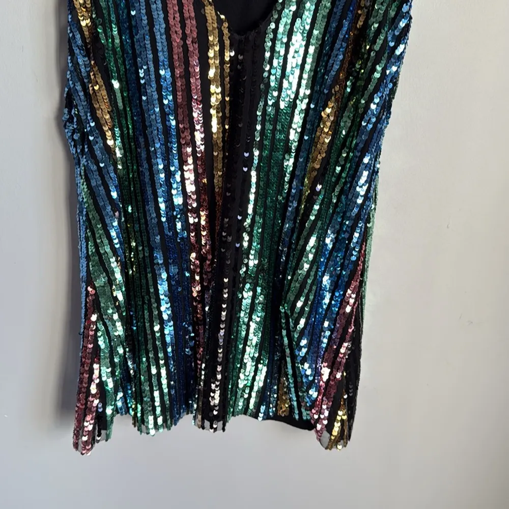 Show Me Your Mumu Vivian Sequin Rainbow Striped Slip Dress Small - Image 9