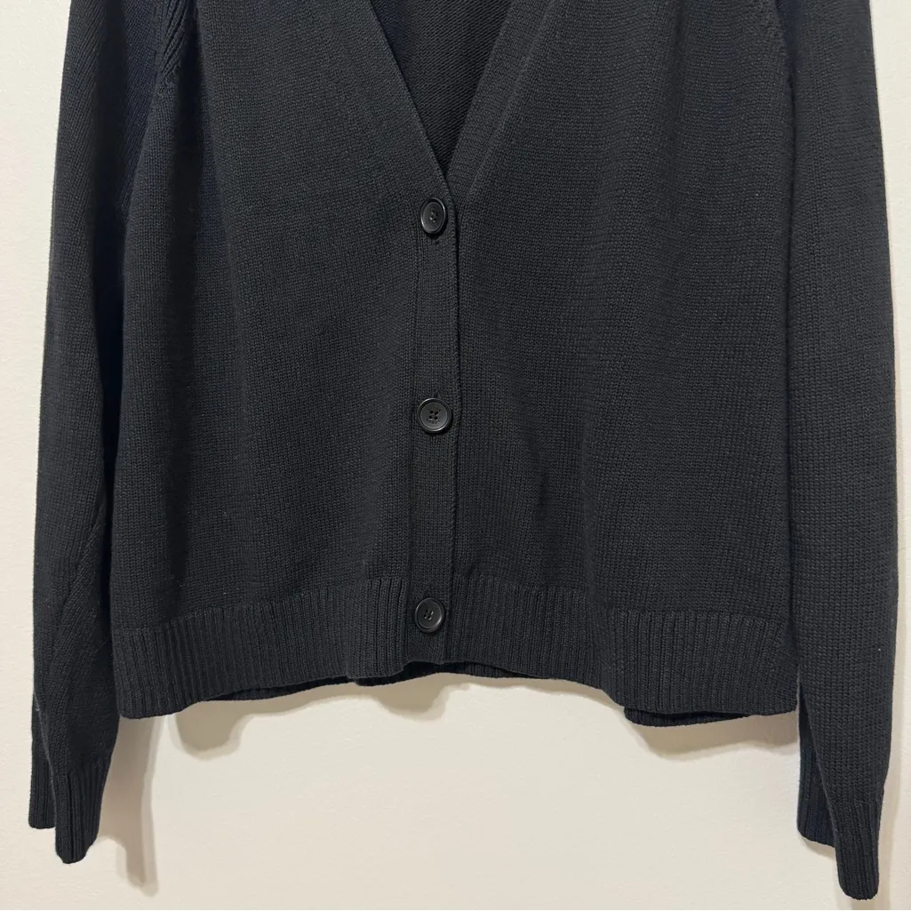 J. CREW Cotton-blend V-neck cardigan sweater size XXL Black - Image 5