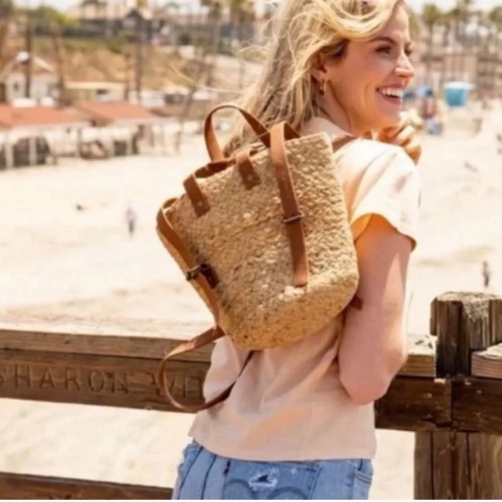 NWT XIX Palms Beachly The Shore Break Jute Insulated Picnic Cooler Backpack NEW Brown - Image 4