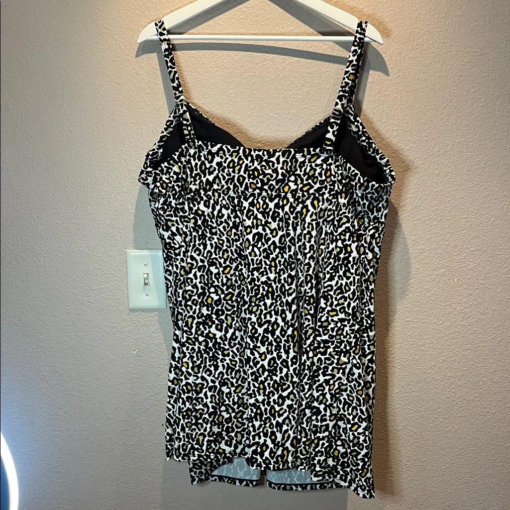 Swimsuits for All Women’s Leopard Print Swim Dress Size 24 Black - Image 6