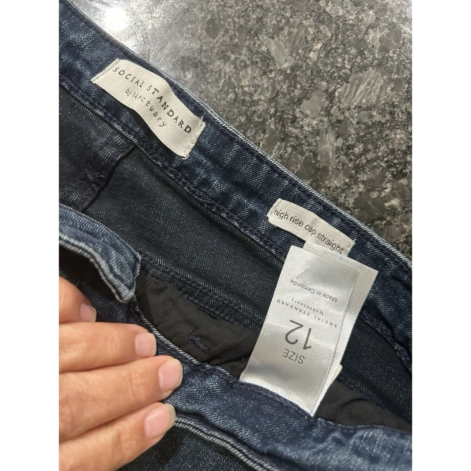 Social Standard by Sanctuary High Rise Crop Straight Size 12 Wide Leg City Jeans Blue - Image 3