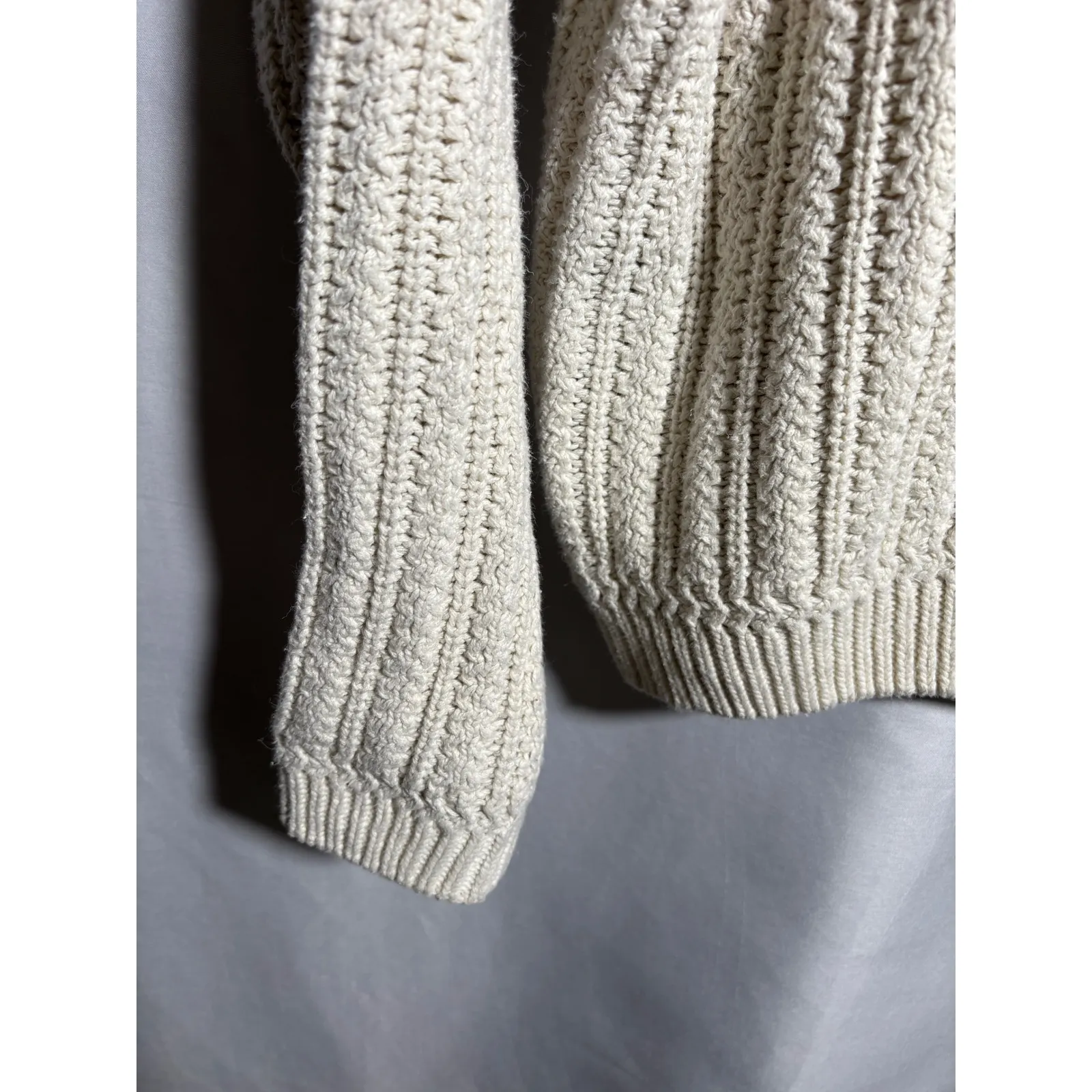 Vintage Basix Cream Knit Sweater Sz L Classic‎ Heritage Academia Cabin Core Size L - Image 3