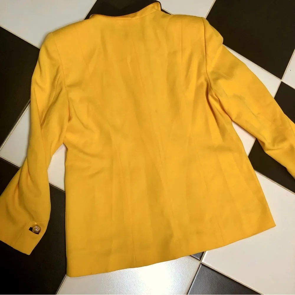 Vintage 80s ESCADA Margaretha Ley Golden Yellow Blazer Iridescent Buttons sz M Size M - Image 8