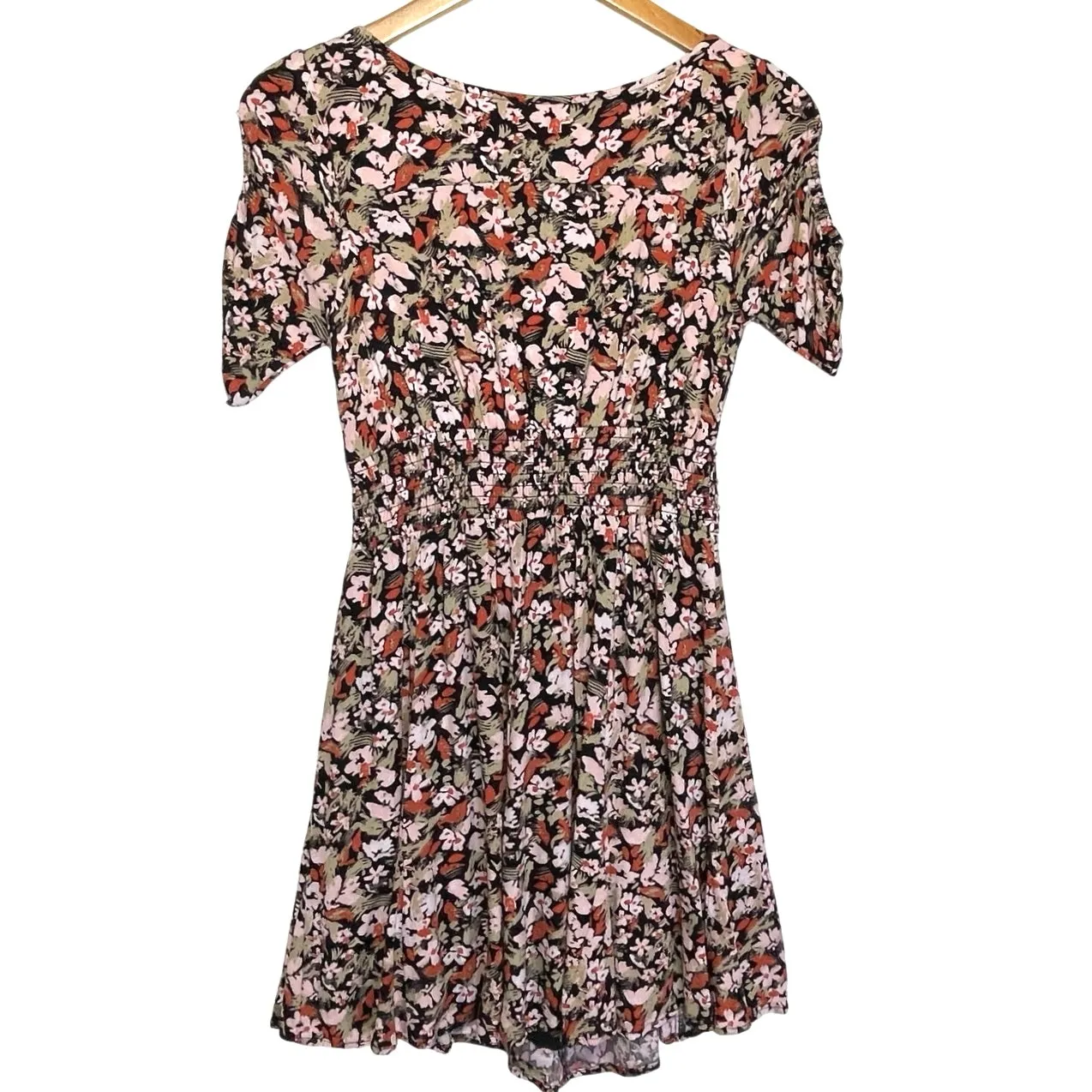 FREE PEOPLE Boho Forget Me Not Pink Floral Mini Fit and Flare Dress - Image 4