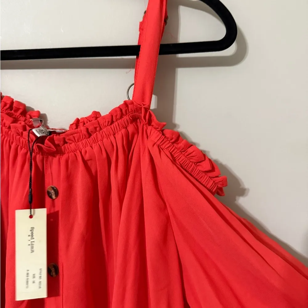 Speed Limit MPH women’s size 3X red tomato pullover cold shoulder blouse adjusts Orange - Image 3