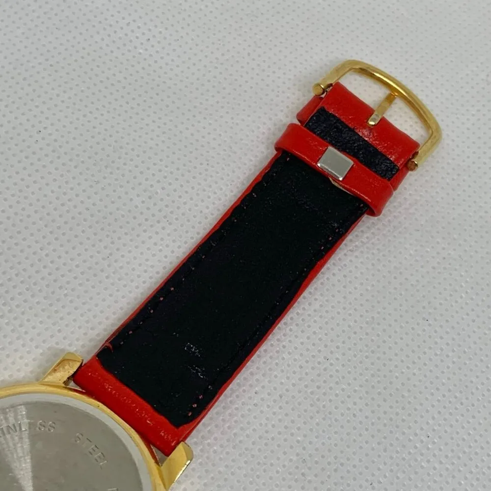 Lillian Vernon women watch pencils math abc teacher dial 35mm red band running - Image 7