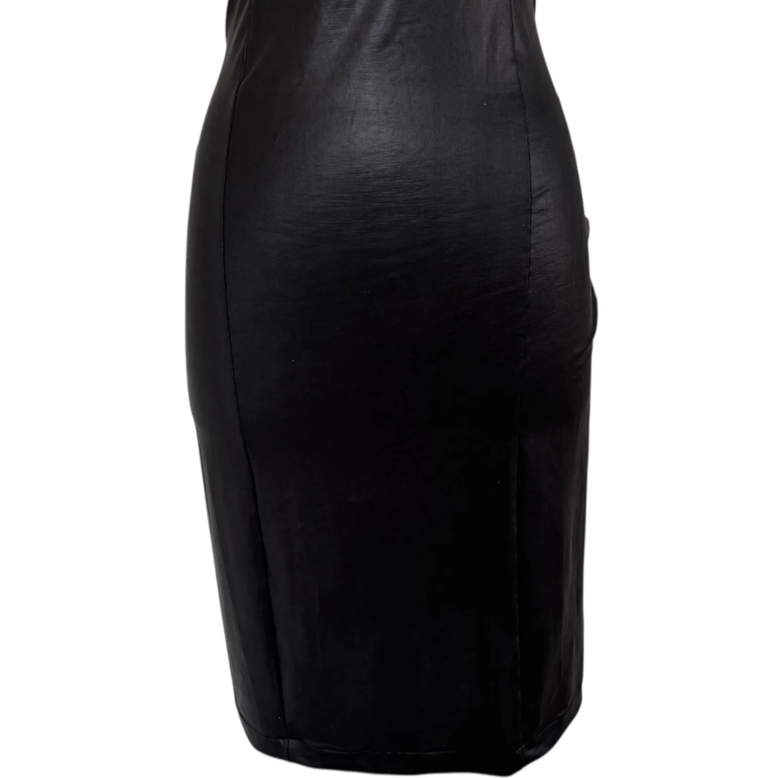 JENNIFER GRACE Faux Leather Gold Handcuff Bodycon Police Dress Club Festival S/M - Image 6