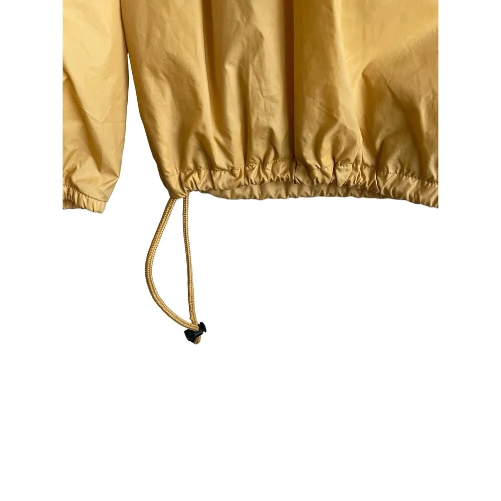 Obey Adult Pullover Hoodie Nylon Windbreaker M Yellow Pouch Pocket Jacket Sporty - Image 9