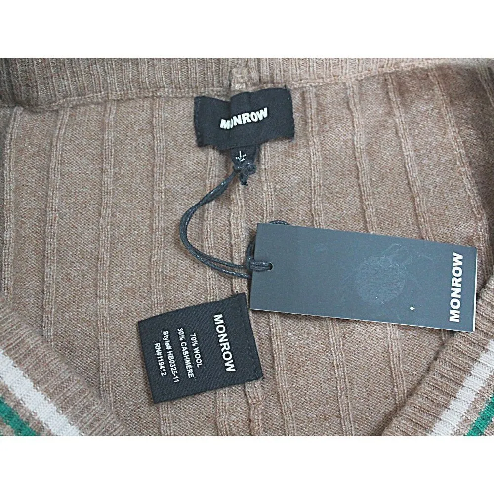 Monrow Wool Cashmere Ribbed Light Brown Pants Size Large‎ NWT - Image 3