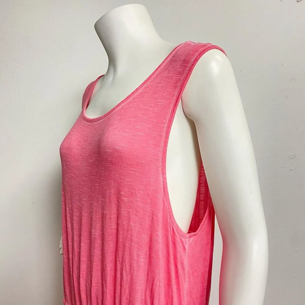 Knox Rose Womens Pink Sleeveless Tiered Maxi Dress Size XL Low Back Beachy Vacay - Image 5