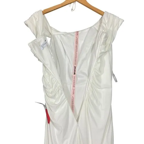 IEENA FOR MAC DUGGAL‎ NWT White Foldover Off-the-Shoulder Slit Gown 6 - Image 7