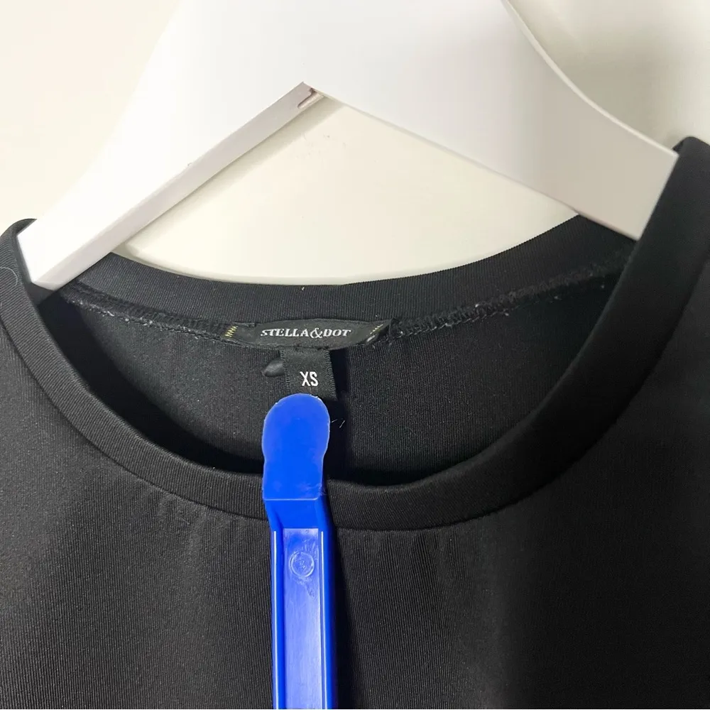 Stella & Dot Black Puff Sleeve Fitted Blouse - Image 3