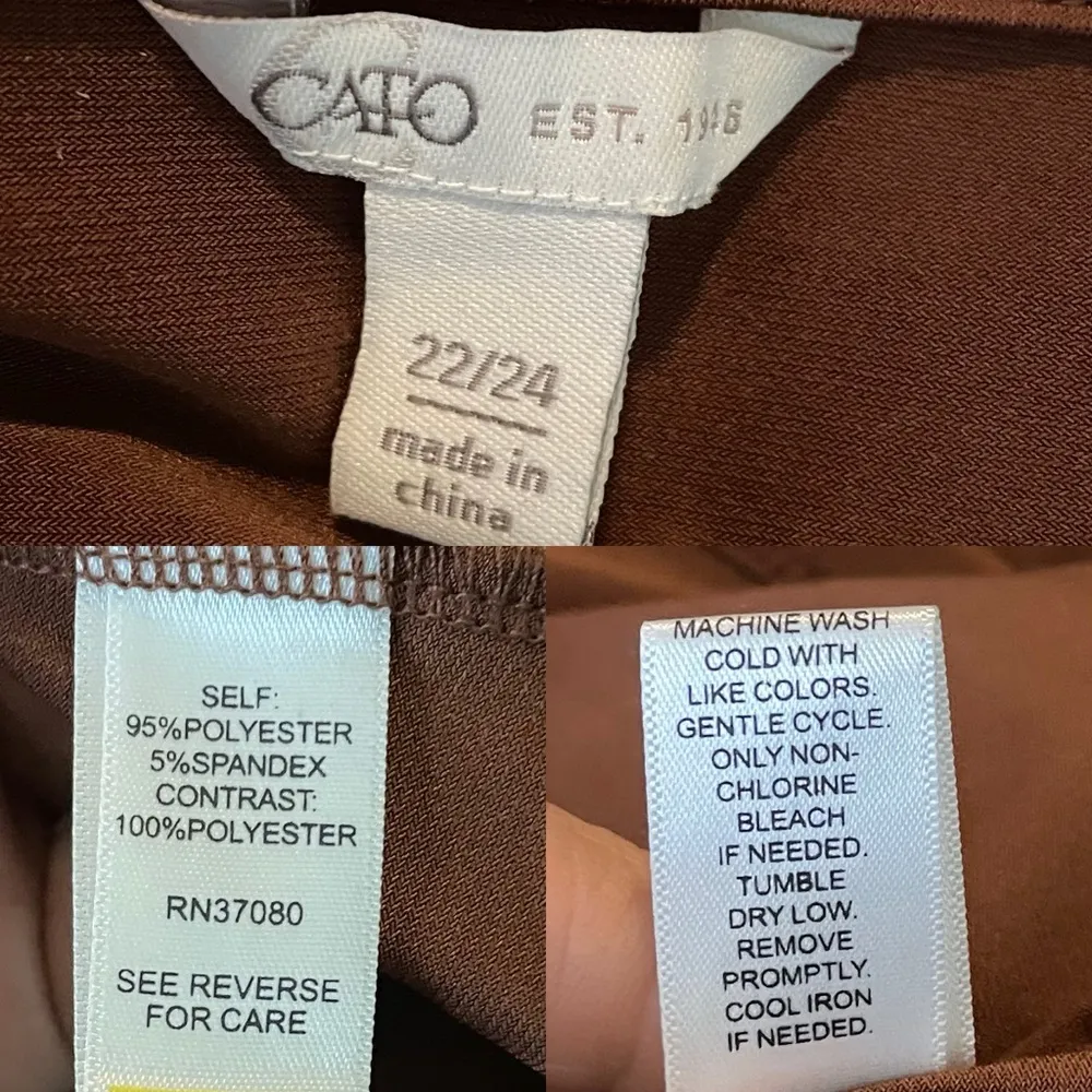 Cato Womens Shirt Blouse Brown Floral Mesh Long Sleeve V Neck Plus Size 22/24 - Image 10