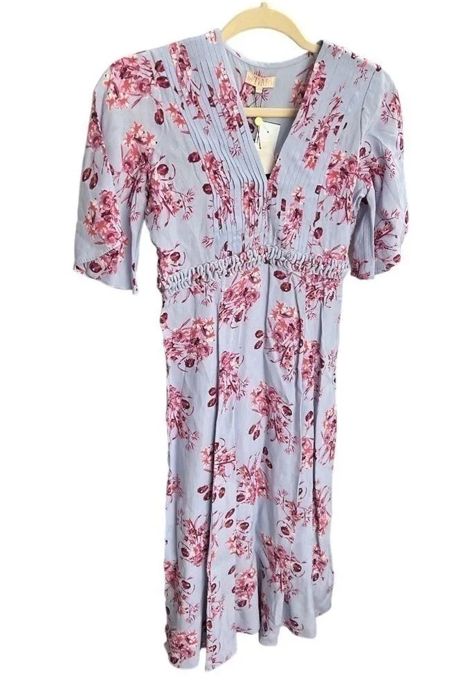 NWT byTiMo Periwinkle Midsummer Flowers Printed V - Image 4