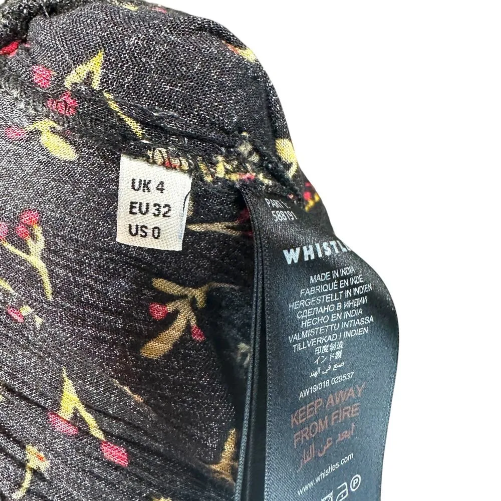 Whistles Aster Floral Textured Jumpsuit Black Yellow Print‎ Size 0 - Image 13