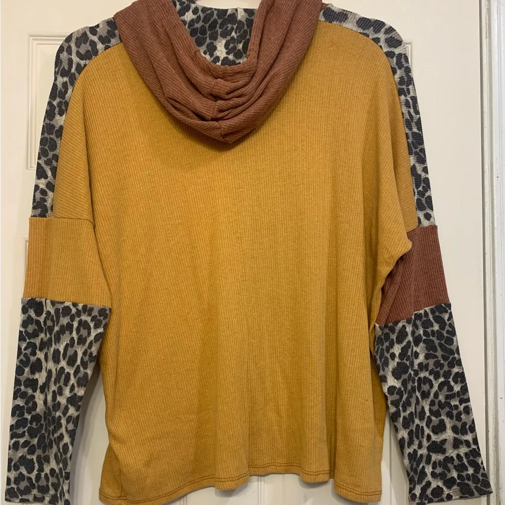 Perfect Peach Ribbed Pullover Brown Cheetah 2X Hoodie. 2629 Size XXL - Image 5
