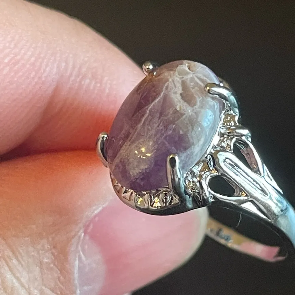 Elegant purple amethyst gemstone ring size 9 Silver - Image 7