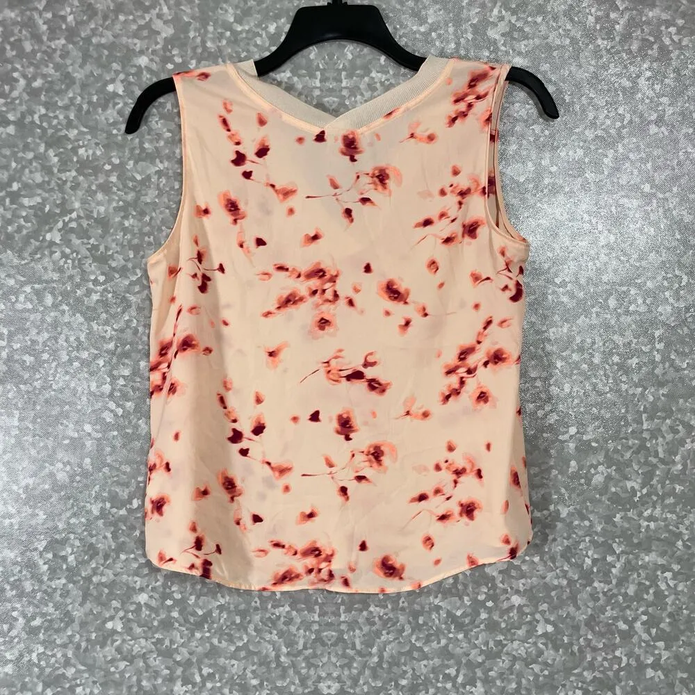 Worthington Pink Abstract Floral Sleeveless Chiffon Top - Size Small - Rib Neck - Image 6