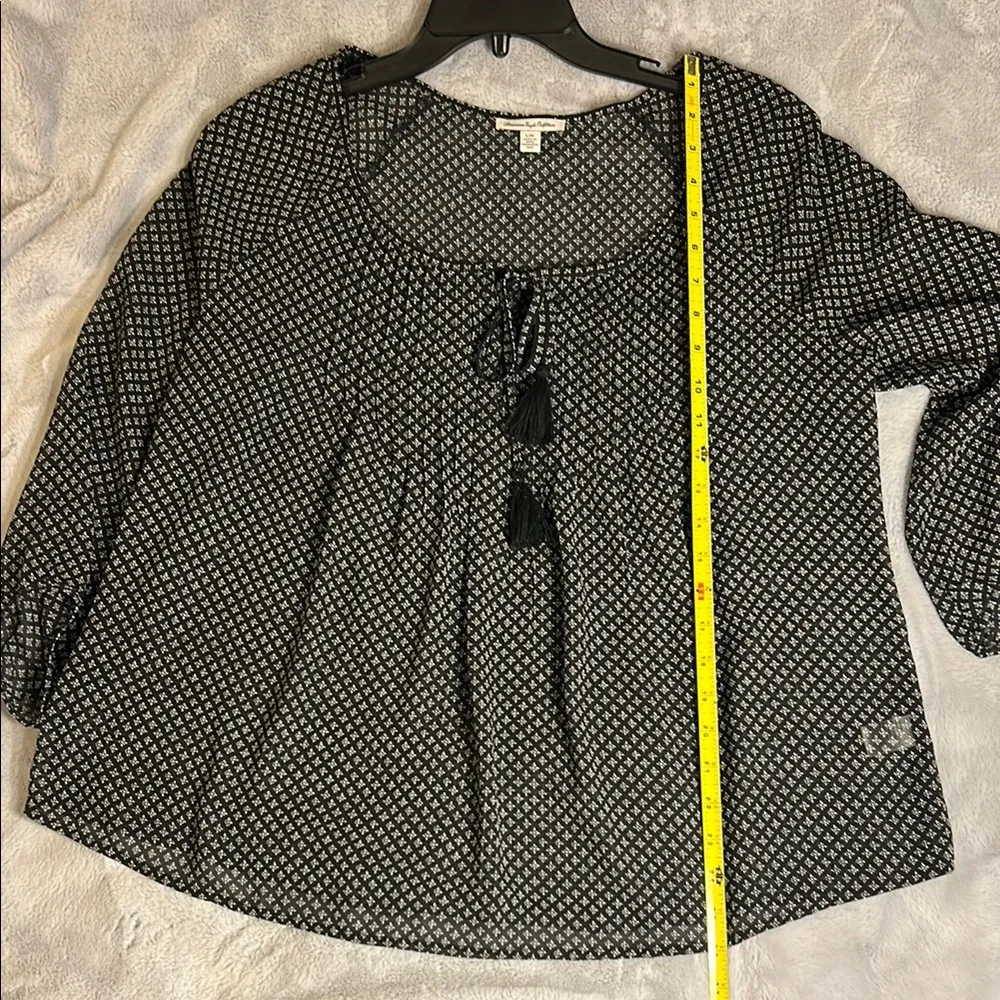American Eagle Outfitters Black and White Sheer Blouse - Image 12