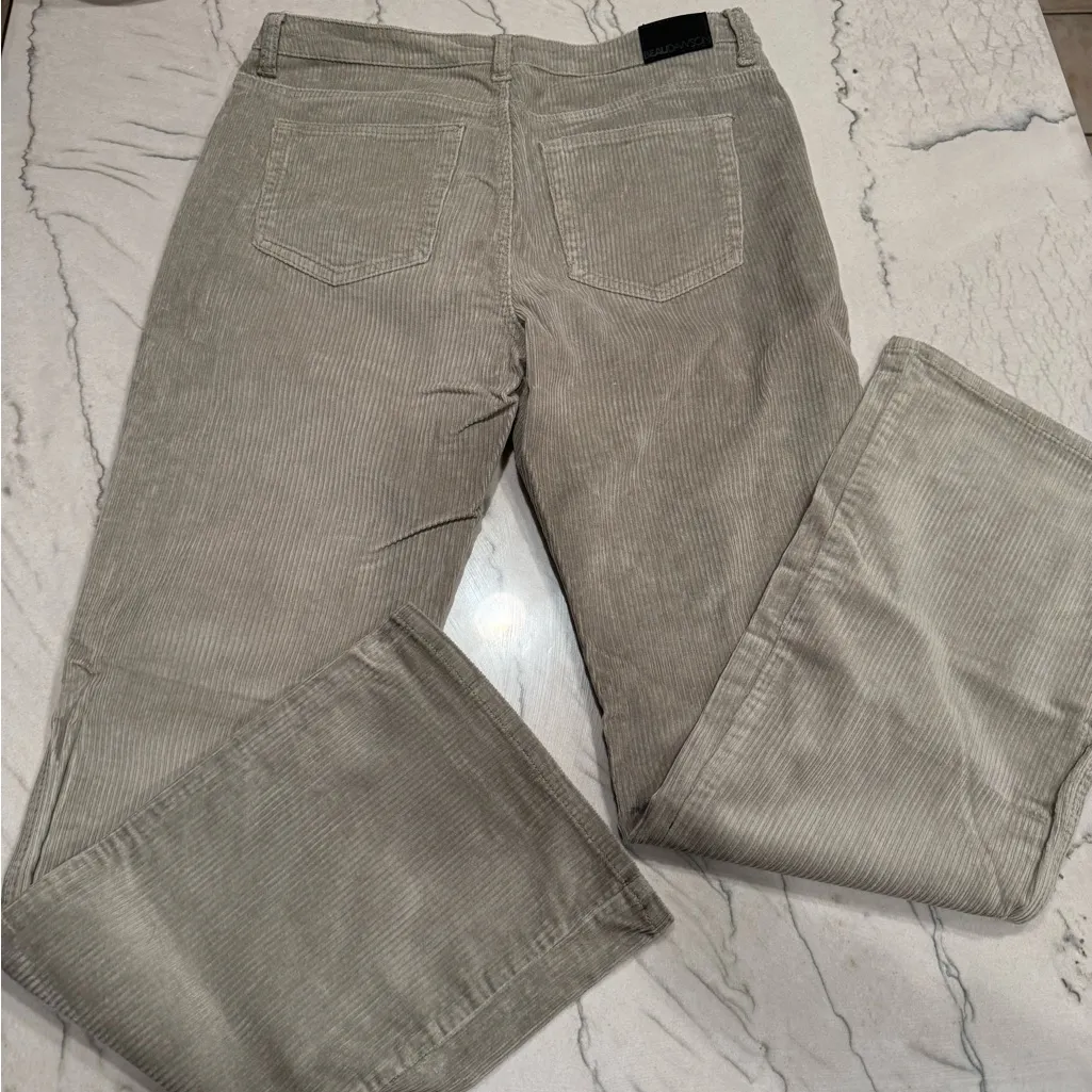 Beau Dawson Wide Wale Corduroy Wide Leg Pants Size 12 Taupe Neutral Stretch Tan - Image 12